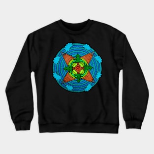 Forest & Mountain Themed Mandala Style Drawing Crewneck Sweatshirt